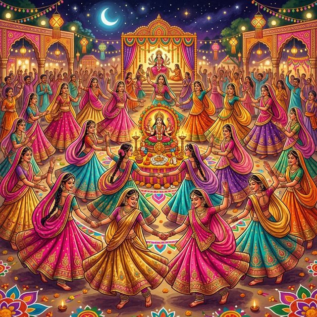 Traditional Garba circle dance at Navratri Festival Mumbai celebration