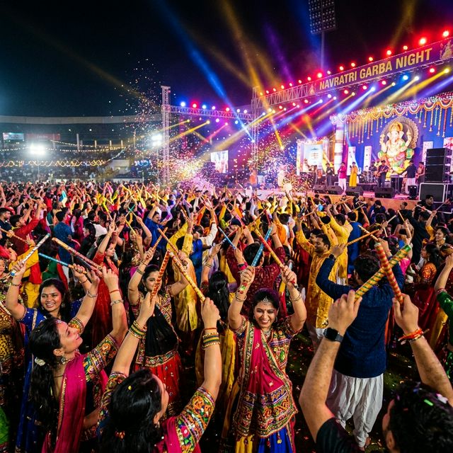 Garba Night crowd at Best Dandiya Events in Mumbai celebration
