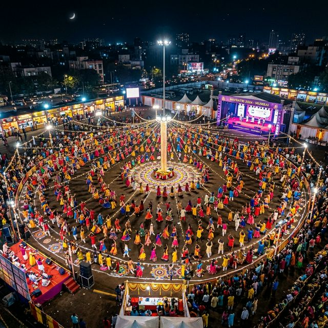 Aerial view of Dandiya Raas at Navratri Festival Mumbai
